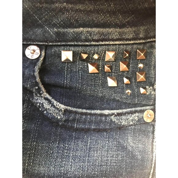 True Religion Becky Flap Bootcut Becca Blue Jeans Embellished Studs Size 28 - Picture 10 of 14
